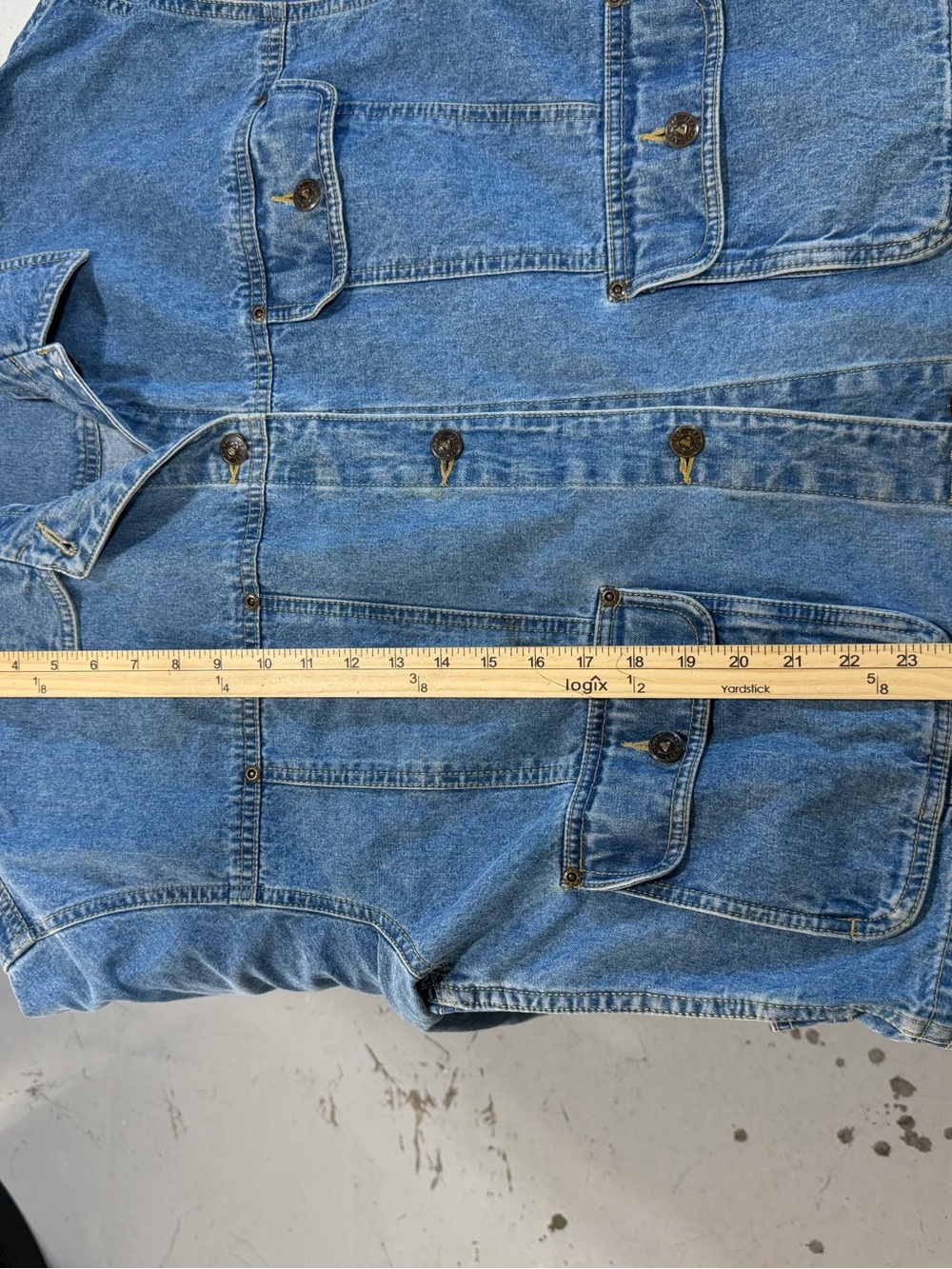 Lizwear Vintage Denim Jacket Womens Large Blue Cotton Trucker Utility Coat - Picture 11 of 11